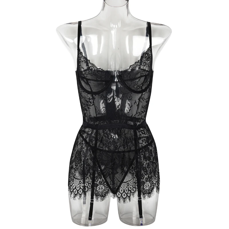 Toucheart Sexy Lace Underwear Nightgown Suit for Women Lace Suspender Skirt Nightgown Pajamas Home Clothes Sexy Lingerie Suit