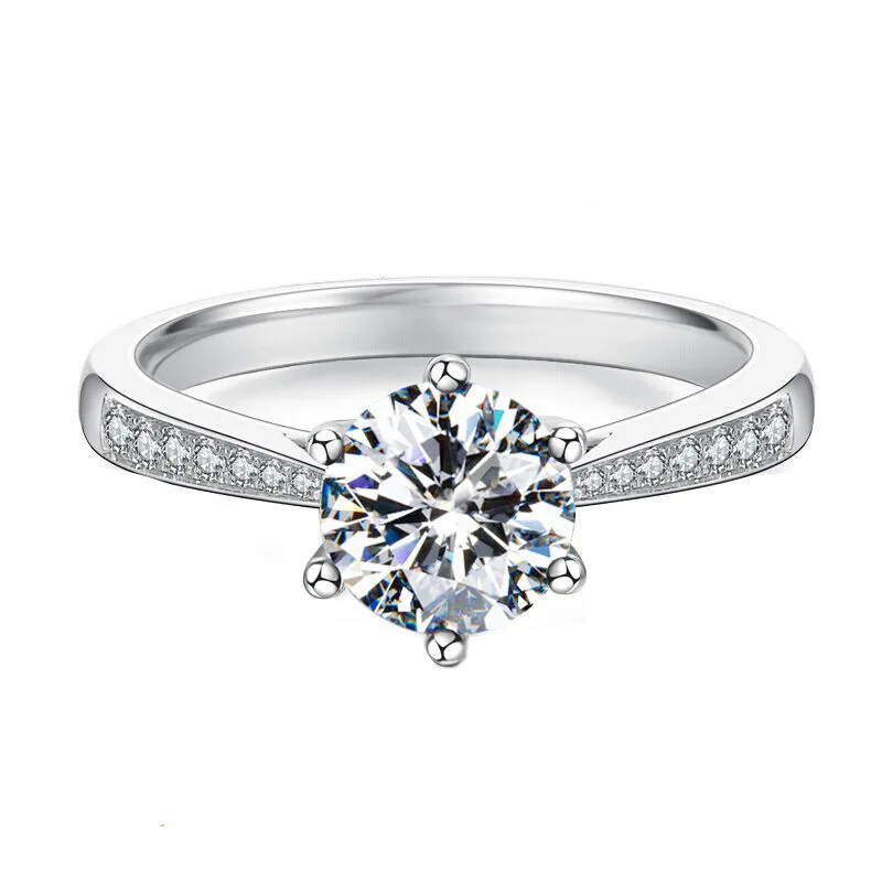 925 Sterling Silver Zircon Adjustable Engagement Rings For Women Wedding Elegant Jewelry Ladies Accessories Gifts - 5