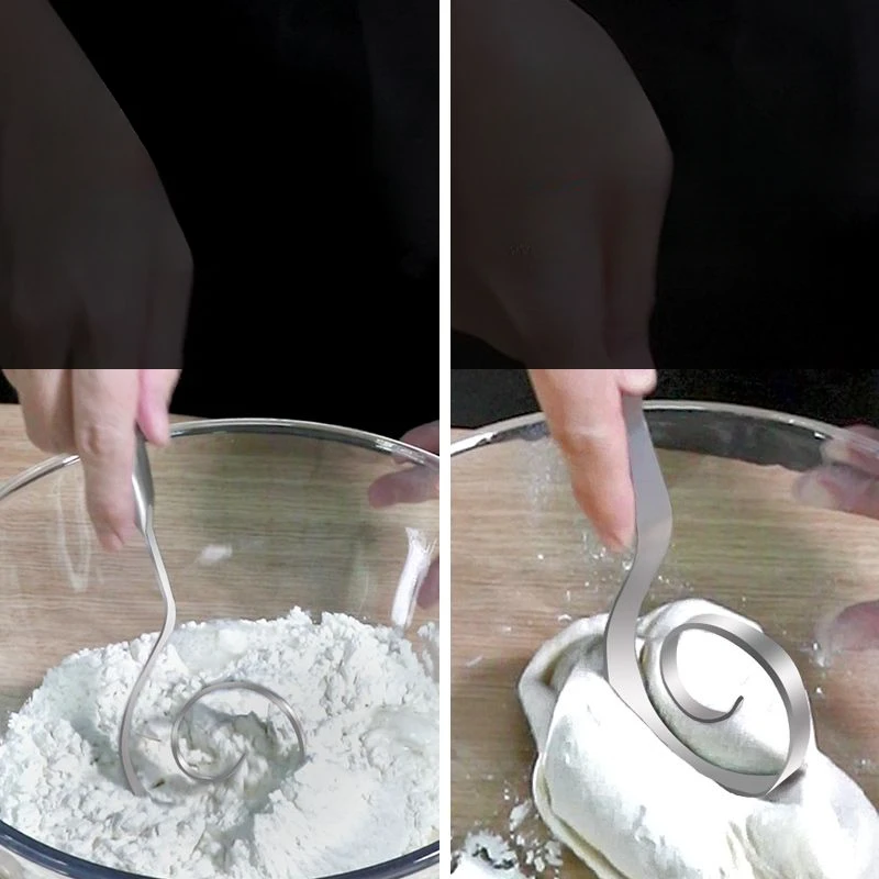 Dough Mixer Multifunction Stainless Steel Manual Dough Mixer Household Baking Tools Non-Stick Integrated Quick Flour Mixer Non-Slip Hand