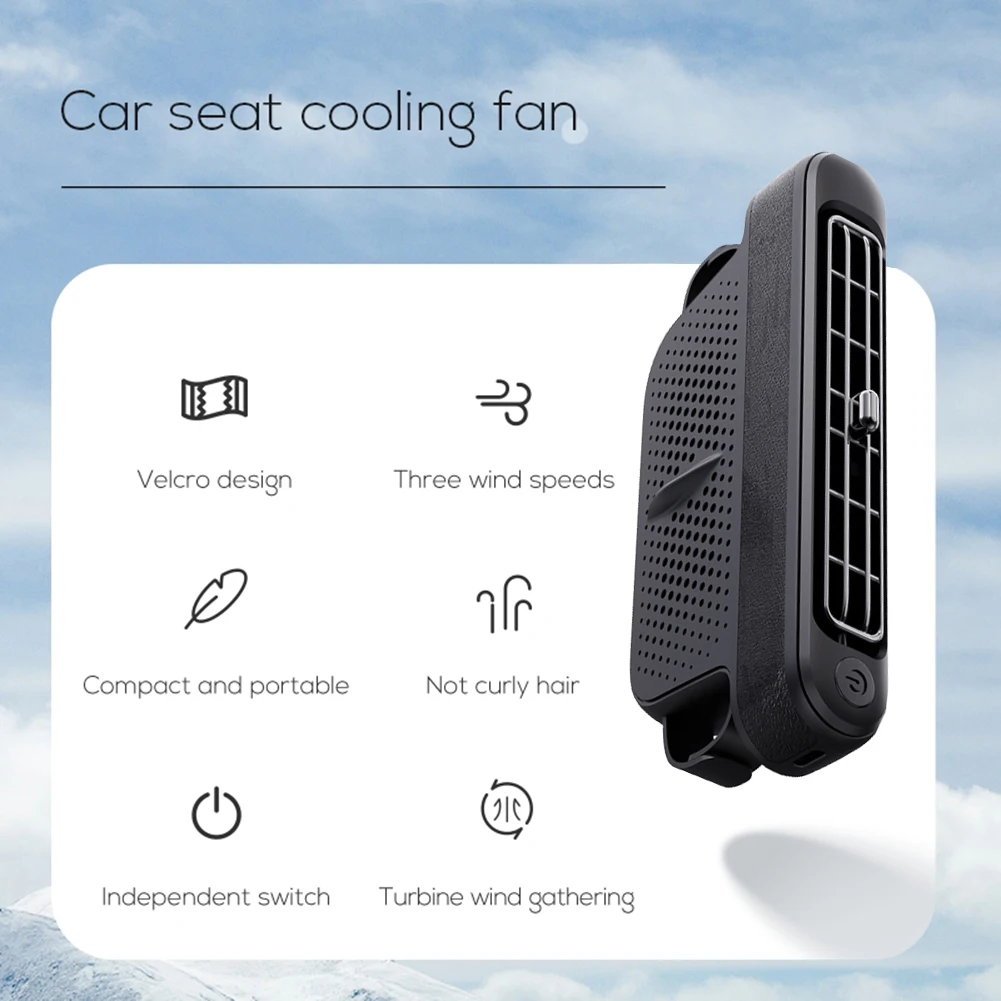 USB Car Cooling Fan for Backseat 3 Speeds Ventilation Fan 5V/2A Electric Car Seat Fan for Mini Cars RVs Sedans