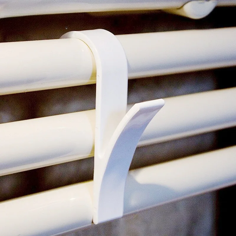 Kitchen Bathroom Hanger Clips Storage Racks White Clear Hanger Heated Towel Radiator Rail Clothes Scarf Hooks Holder