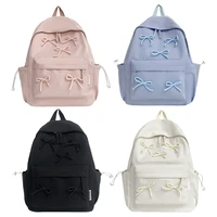 Large Capacity Backpack Student School Backpack Lovely Bows Backpack Fashion Laptop Backpack Solid Color Travel Backpack 1