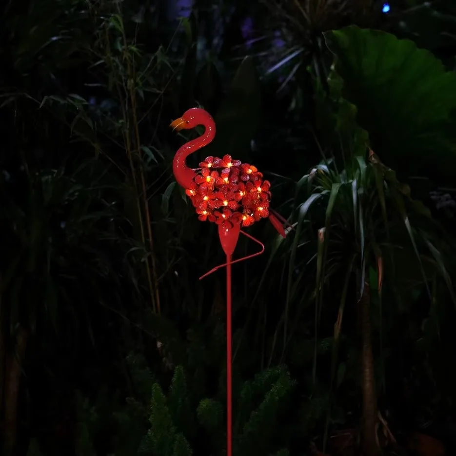 New solar flamingo lawn lamp ground plug landscape lamp decoration outdoor villa garden courtyard lamp flamingo фон для террариума 45х45х10 см