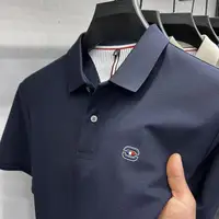 Grande taille hommes coton polos à manches courtes col rabattu brodé T-shirts ample homme Polo sport décontracté hauts 1
