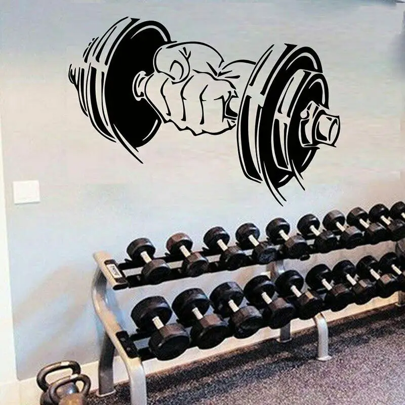 Fitness Gym Sport Barbells Pattern Wall Sticker Vinile Interior Design Room Gym Club Decor Decalcomanie Decorazione Rimovibile Murale 4075