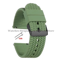 Premium Soft Silicone Quick Release Watch Band - Versatile Rubber Strap in Multiple Sizes - 22mm (Green - Black)