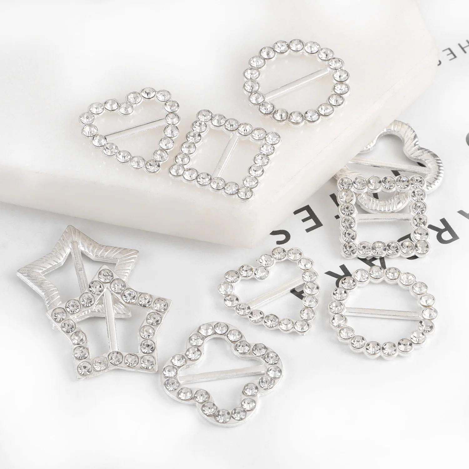 5/10개/세트 다양한 모양의 라인스톤 버클, 웨딩 청첩장 장식, DIY 헤어 액세서리
