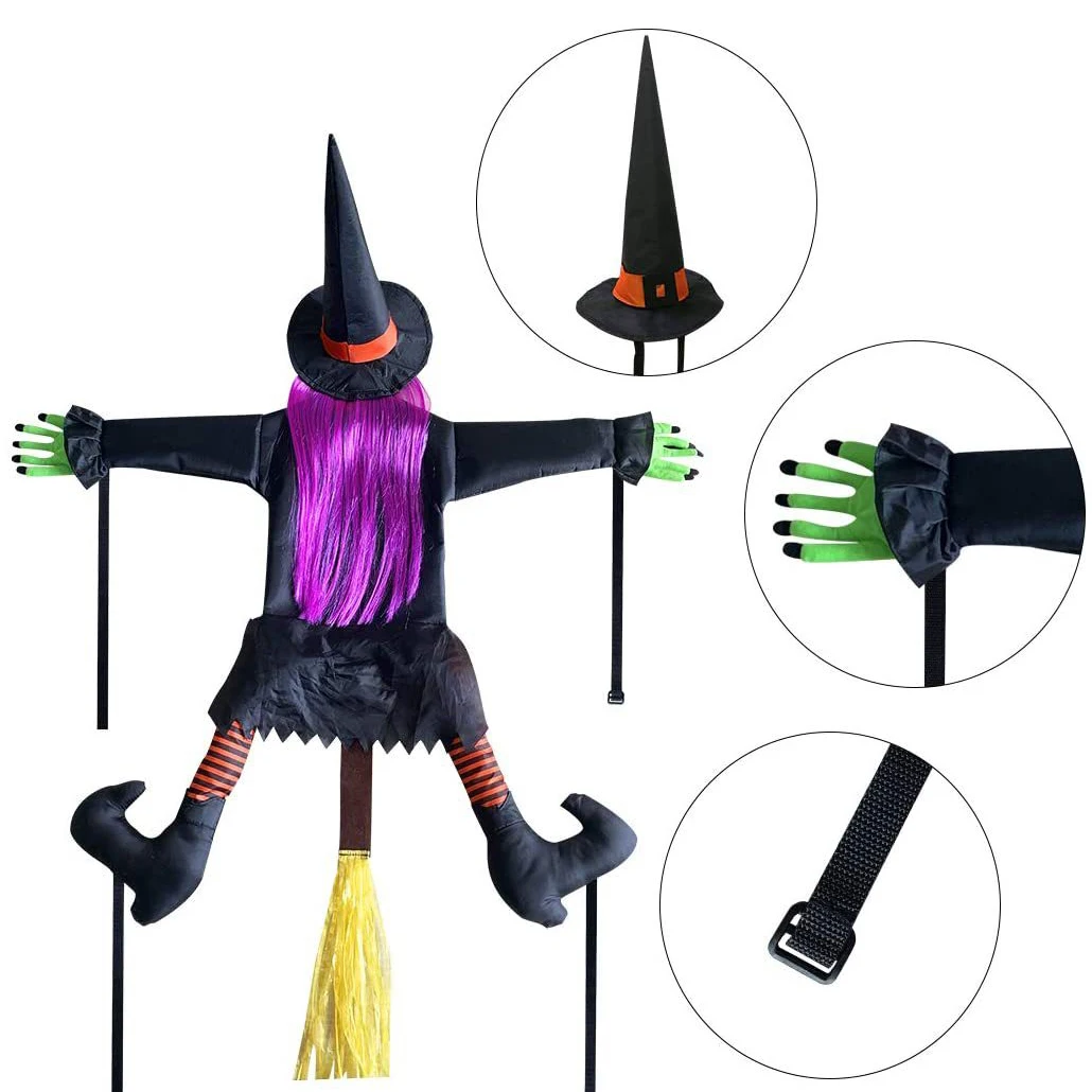 Halloween new witch doll Crashing Witch Into Tree Halloween Decoration Door Porch Tree Decoration_voghion.com