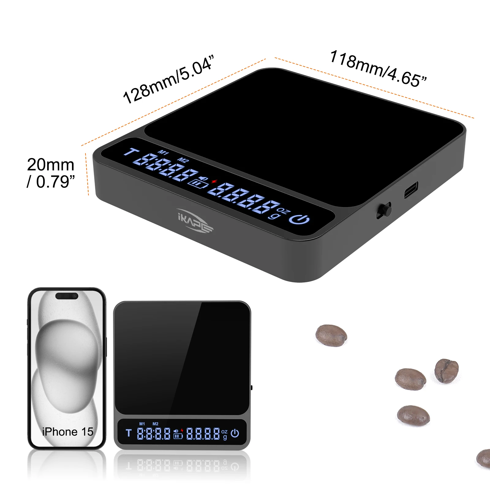 ميزان قهوة رقمي IKAPE V2 مع مؤقت وشاشة زجاجية ذكية...