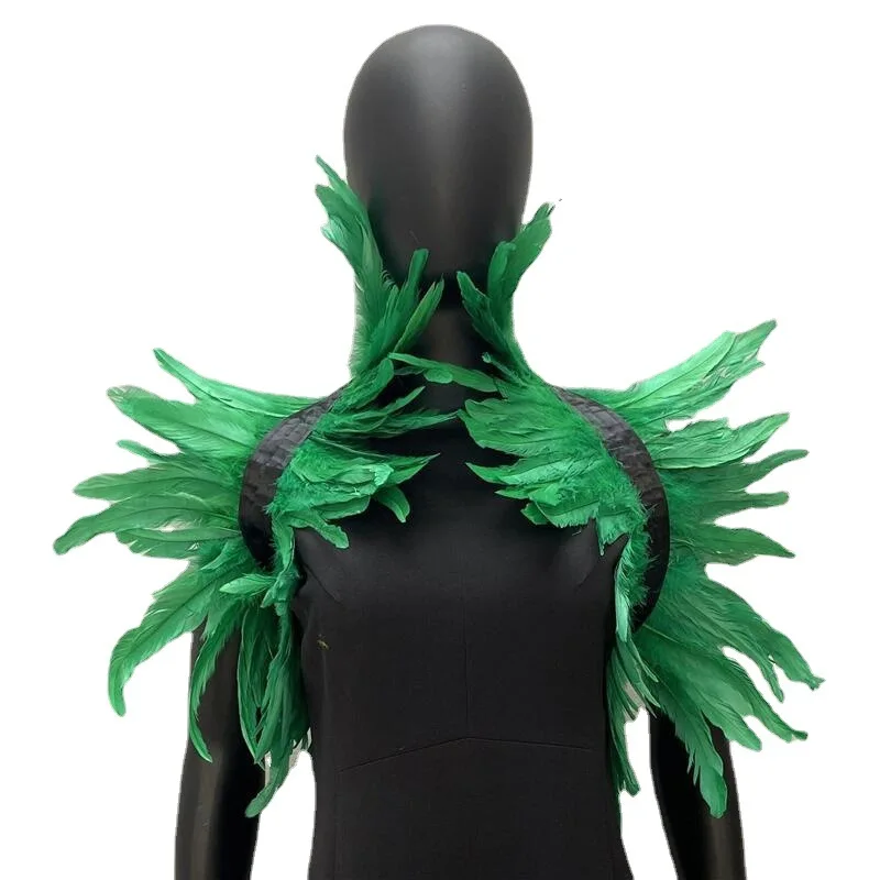 Long Faux Fur Shawl Gothic Feather Shawl Performance Prom Shawl Halloween Party Costume Accessories