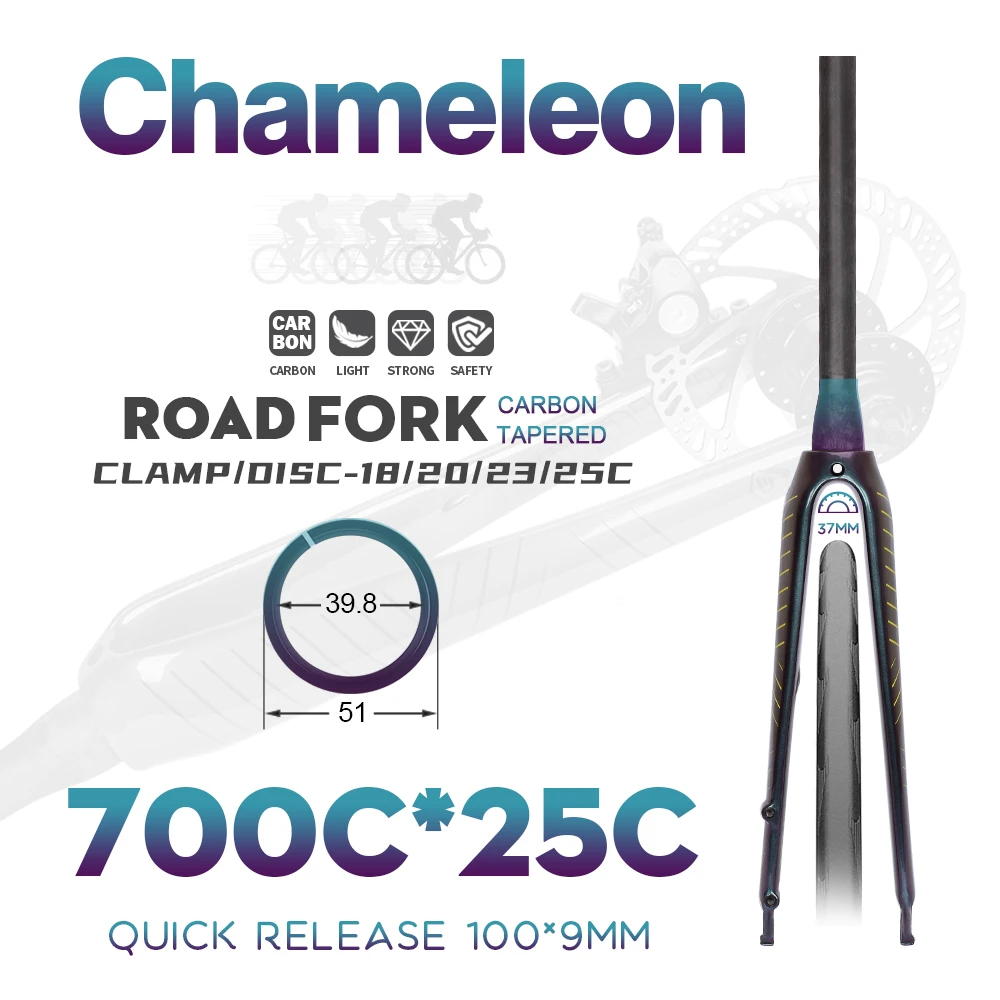 New DODICI Full Carbon Fiber Fork 700*25C Road Bike Hard Fork Disc