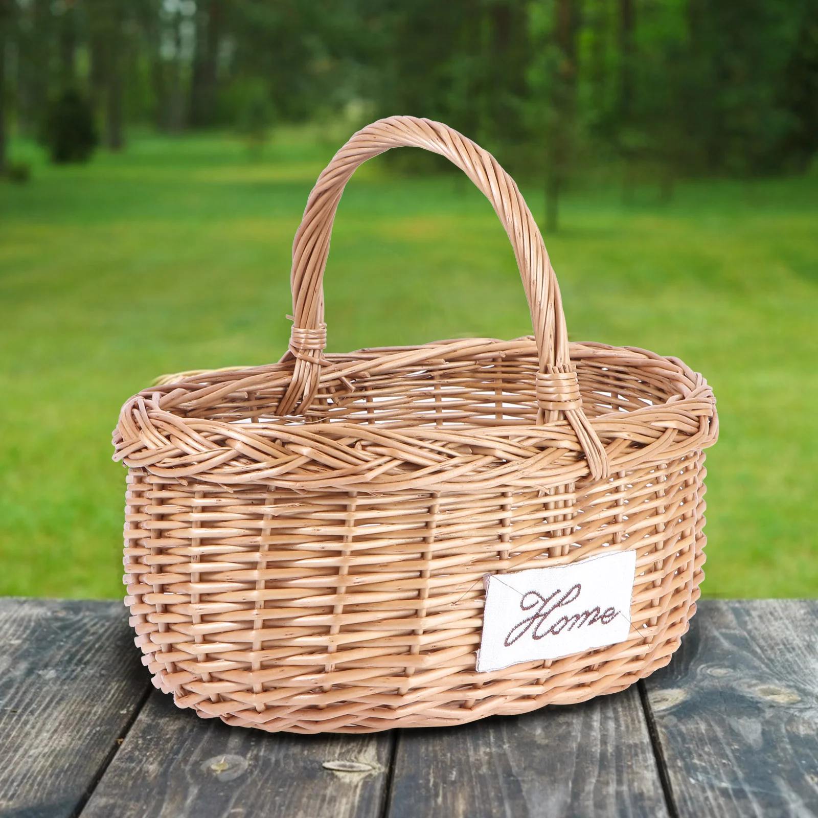 

Picnic Basket Creative Tote Basket Flower Container Willow Weaving Picnic Basket Portable Outdoor Fruit Storage Holder