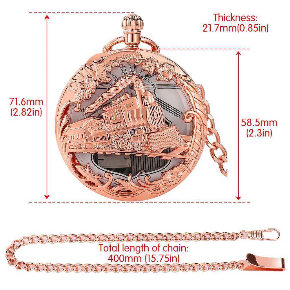 2023 New Fashion Music Pocket Watch Luxury Hollow Quartz Necklace Chain Clock  Steam Train Lovers Creative Collectibles Gift Men