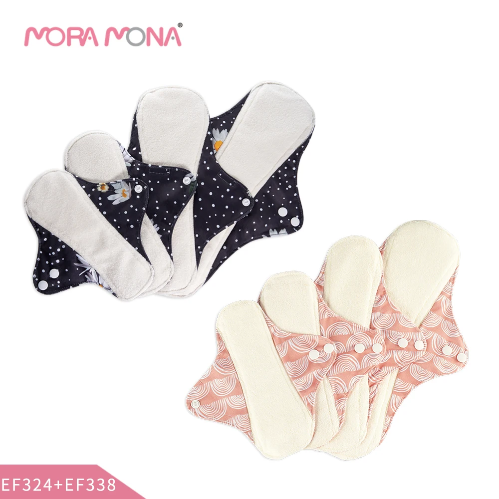 

Mora Mona 8Pcs Washable Bamboo Fiber Menstrual Pads Reusable Sanitary Napkin Pads Washable Winged Cloth Pads for Mum