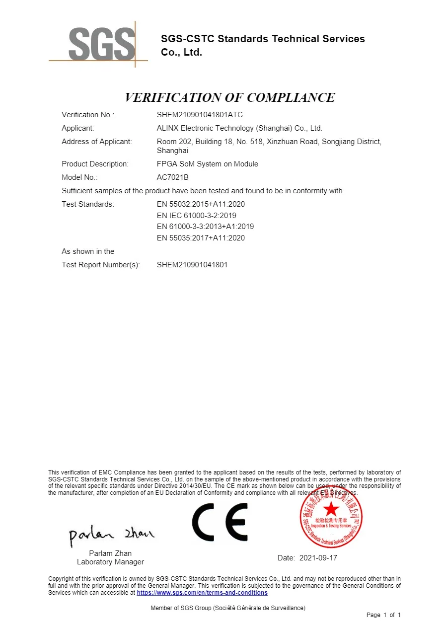 ALINX SoMs AC7021B: XILINX Zynq-7000 SoC XC7Z020 ZYNQ ARM 7020 FPGA   8G eMMC ý 