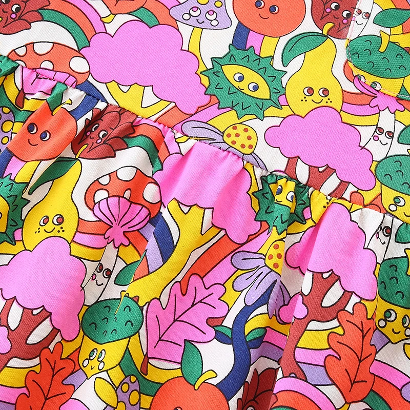 Kids Clothes 2025 Autumn Spring Children's Clothing Cotton Fall Baby Girls Long Sleeves Cartoon Fruits Dresses