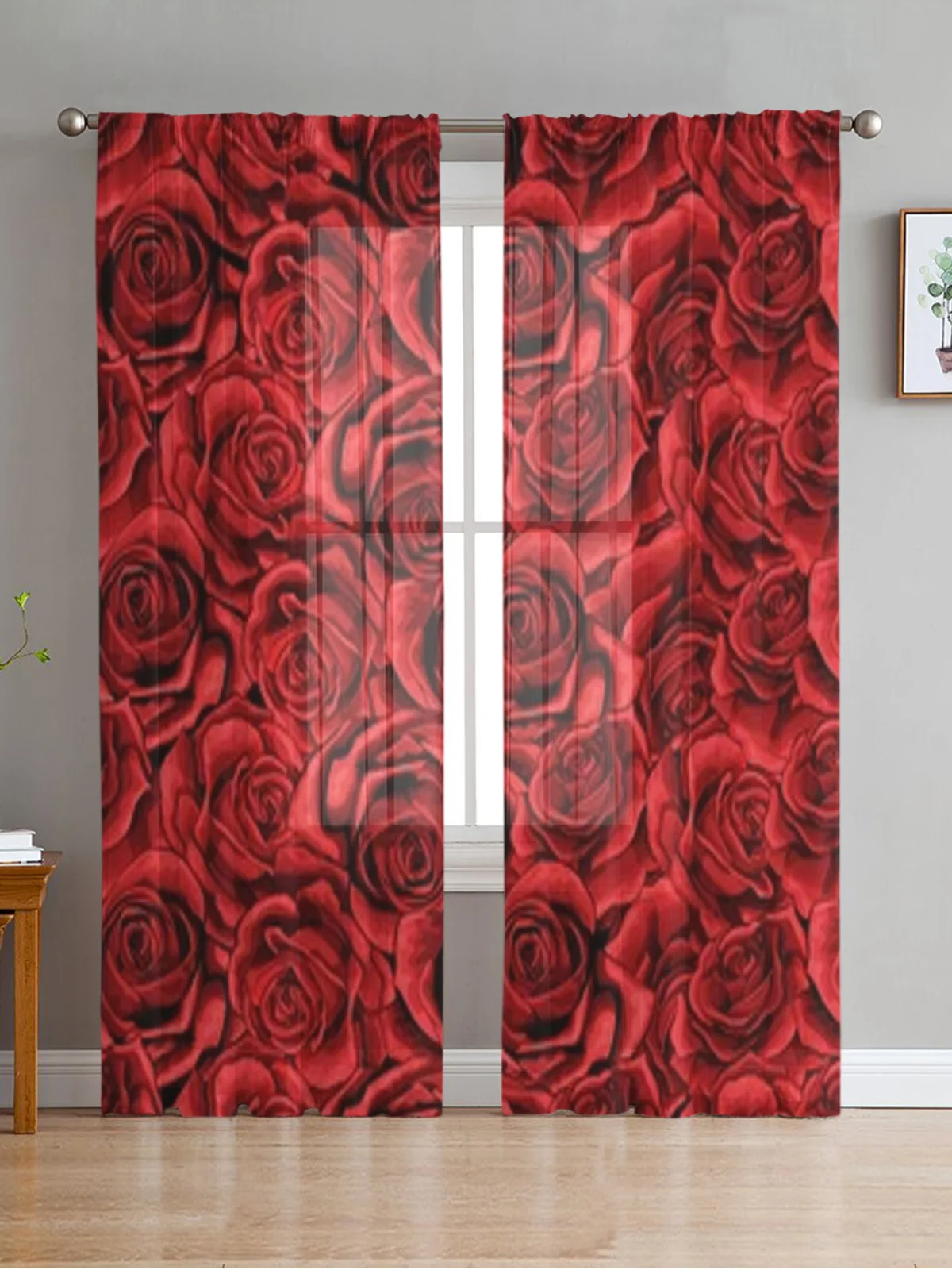 

Rose Flower Background Sheer Curtains Bedroom Voile Curtain Living Room Window Sheer Curtains Kitchen Tulle Drapes