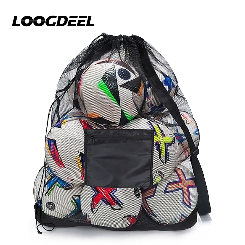 Loogdeel – sac de rangement pour ballons de Football et de basket-ball, pochette de rangement à Double épaule, sac de poche en filet, sac d'équipement de sport d'entraînement