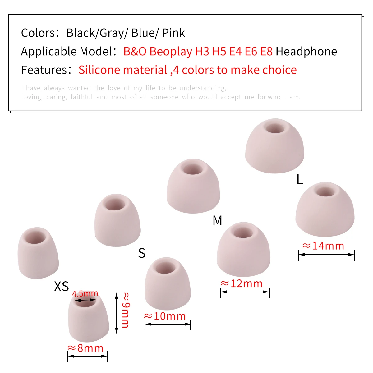 8Pcs Silicone Ear Tips for Bang Olufsen Beoplay E8 2.0 3.0 3rd Gen E8 Sport TWS Eartips for BO H3/H5/E4/E6 In-ear Headphone Tip