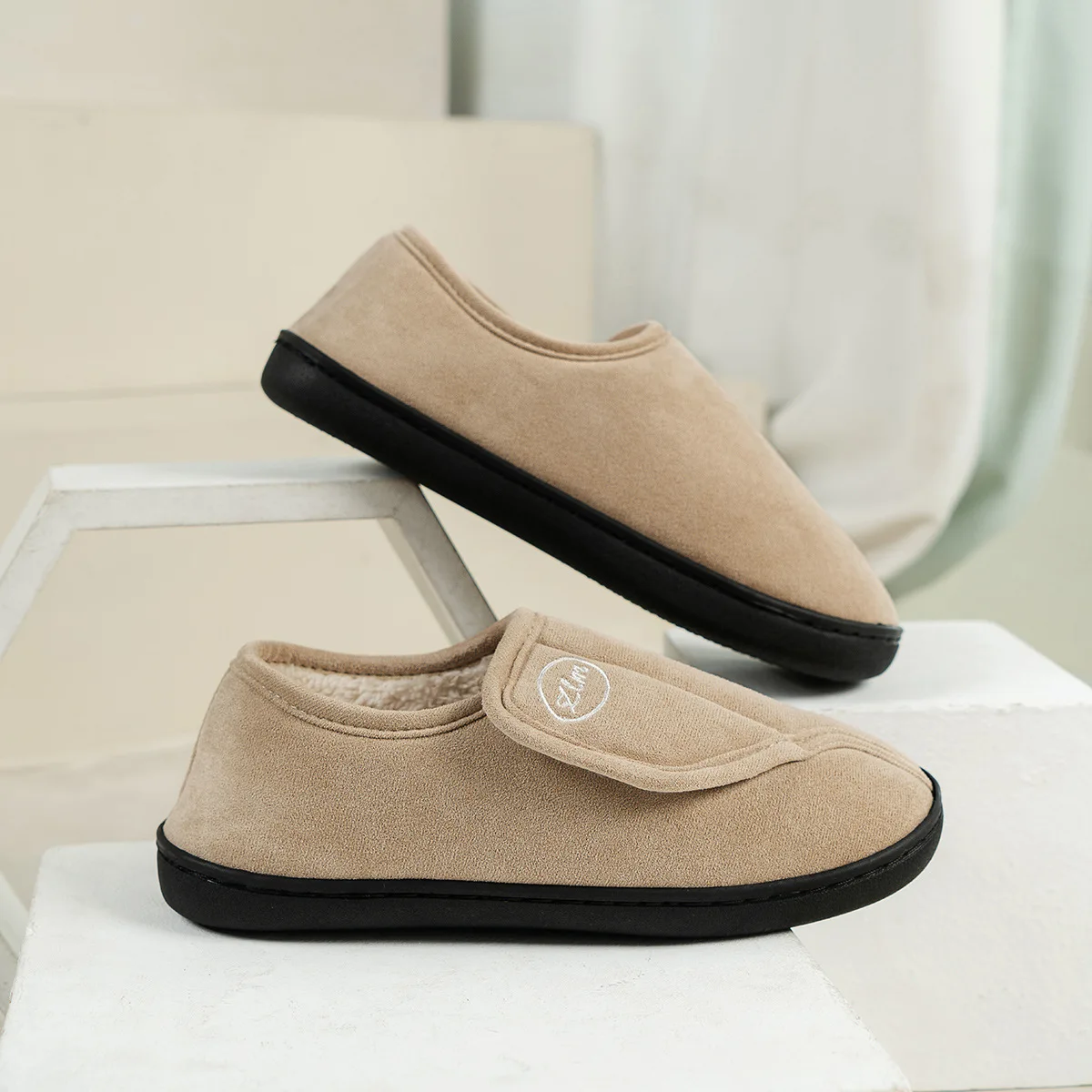 House Shoes for Men Suede Leather Slippers Non-Slip Slip-on Shoes Comfy Warm Plush Indoor/Outdoor for Diabetic Swollen Feet 6