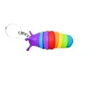 Mini Fidget Slug Keychain Toys  3D Articulated Stretch Keychain Child Adult Stress Reliever Anti-Anxiety Squeeze Sensory Party 6