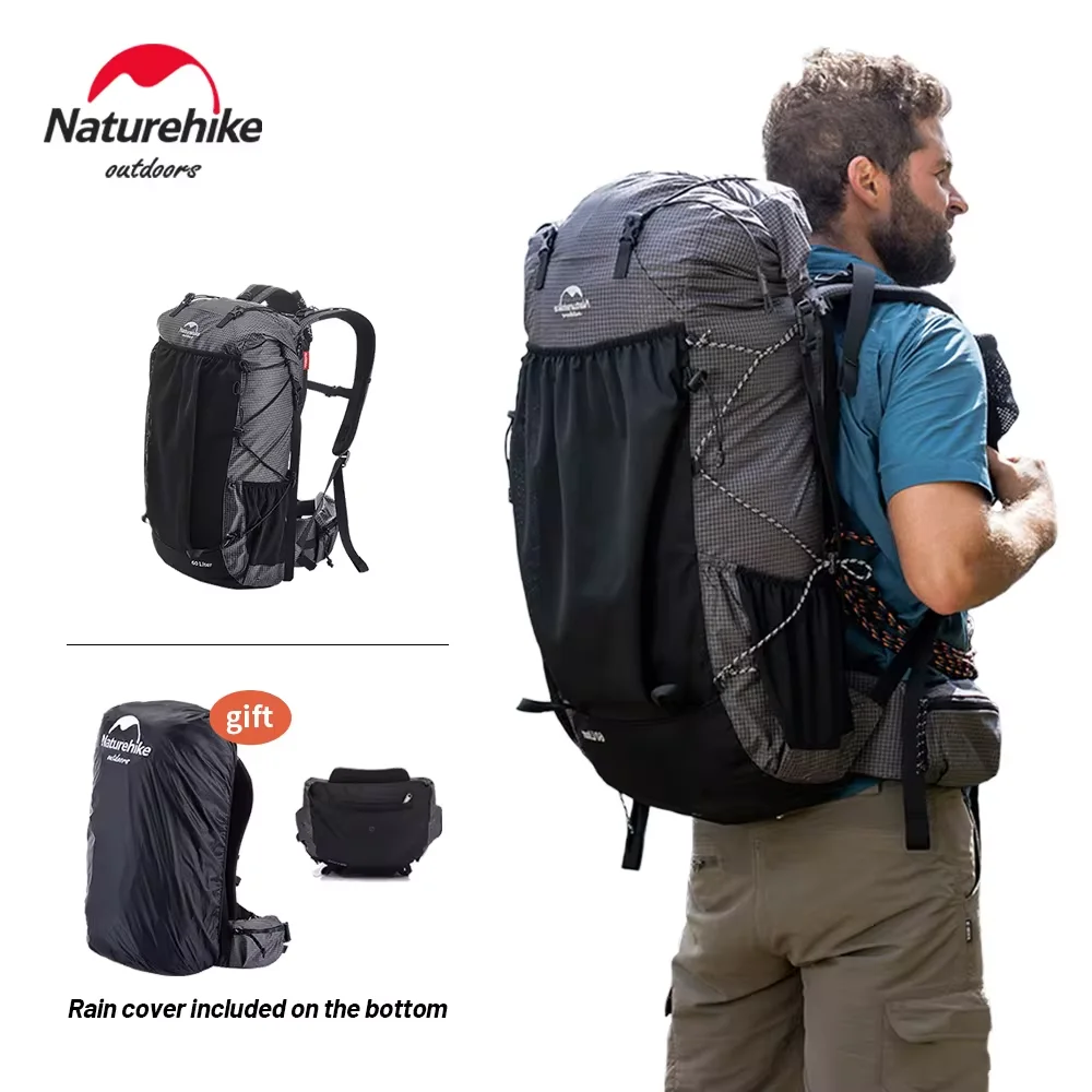 Naturehike Sac à Dos De Randonnée 70L Hommes Femmes Sac à Dos De Trekking Ultraléger Étanche Grand Sac à Dos De Voyage Avec Protection Contre La Pluie Pour L'extérieur, L'alpinisme,Le Camping (Noir