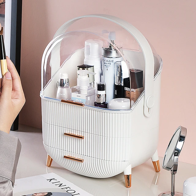 Large Makeup Organizer with Lid Cosmetics Storage Box with Handle for  Vanity - AliExpress