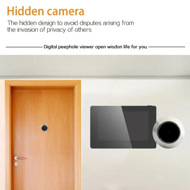 Door Camera Video Door Peephole Camera Doorbell Viewer with LCD Monitor Night Vision Visual Peephole Door Bell Home Security 5