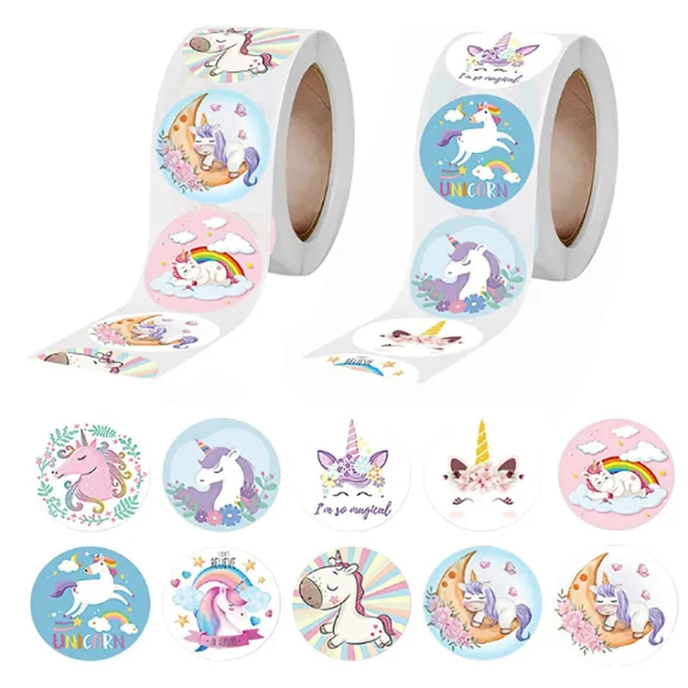 

100-500pcs Cartoon Animal Unicorn Stickers Kindergarten Children's Reward Sticker Gift Decorative Sticker