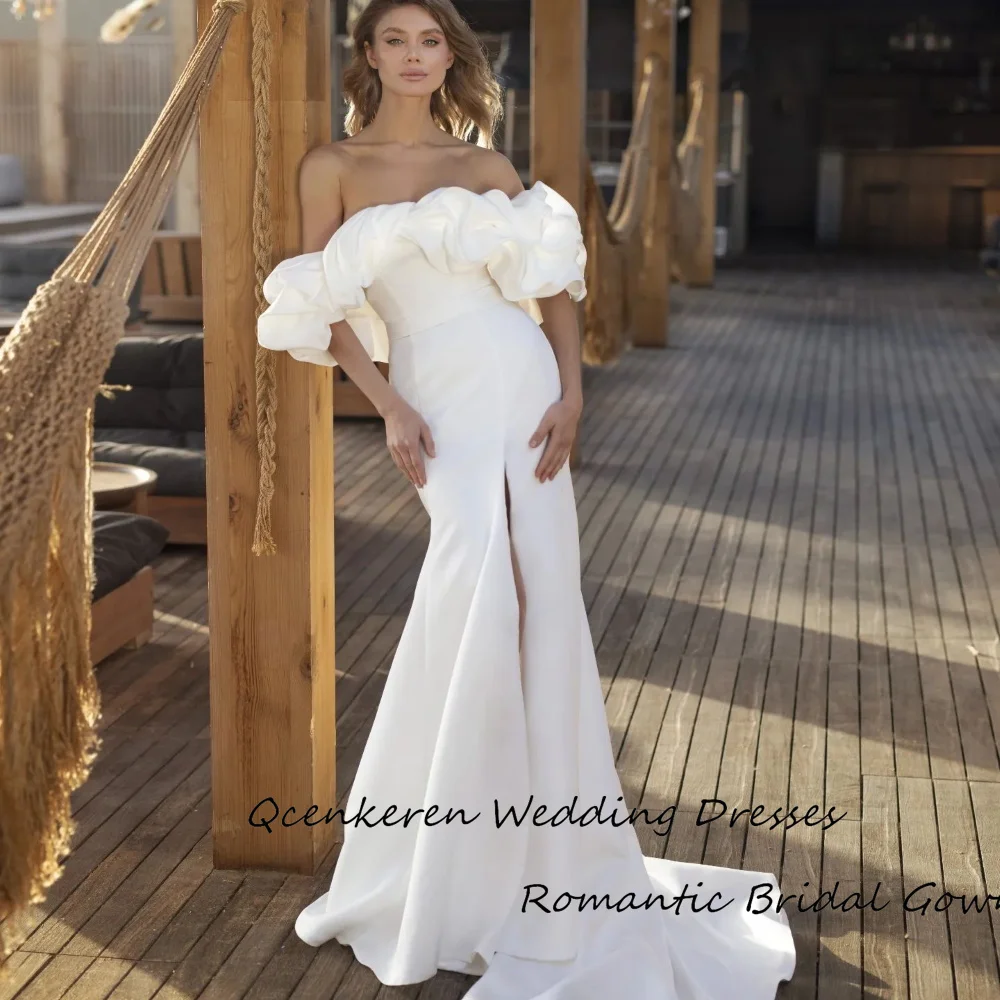 

Женское платье до пола Qcenkeren, платье невесты с открытыми плечами, Элегантное Свадебное платье, 2024