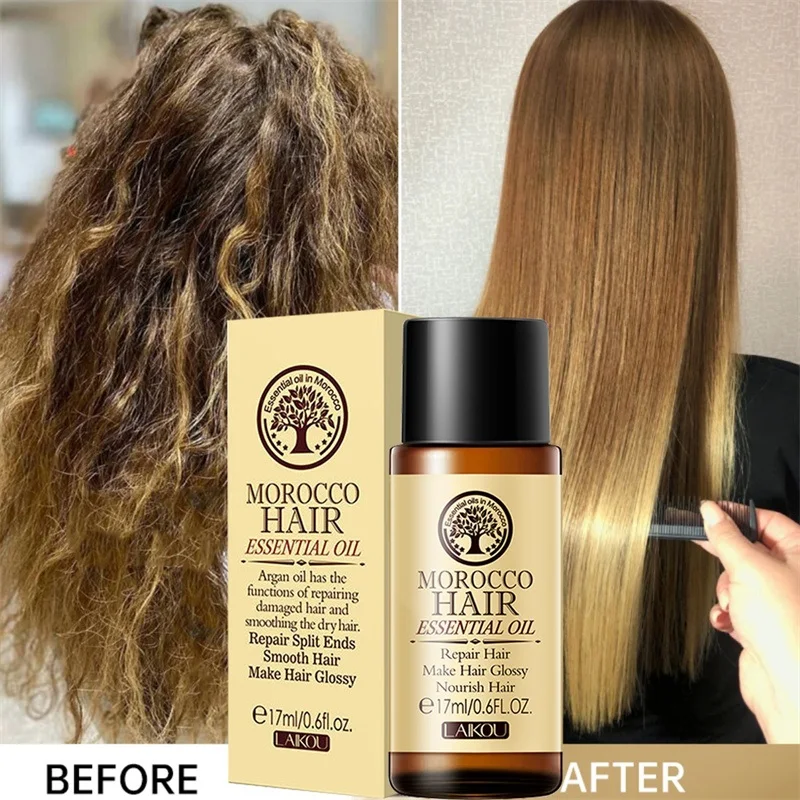 

Moroccan Hair Essential Oil Wash Free Smoothing Soft Repair Dry Damaged Frizzy Nourishes Pure Natural Oil Hair Treatment Product
