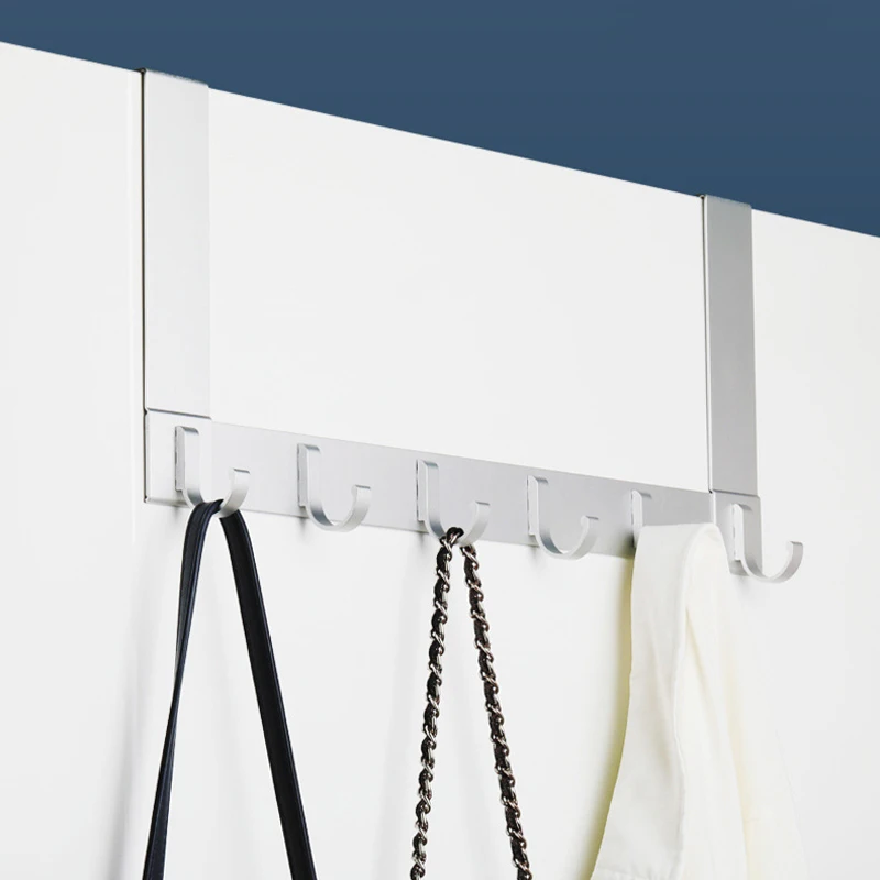 Aluminum Alloy Door Hook,Gold Over The Door Towel Racks for Bathroom with 6 Hooks,Heavy Duty Hanger Holder for Hanging Clothes