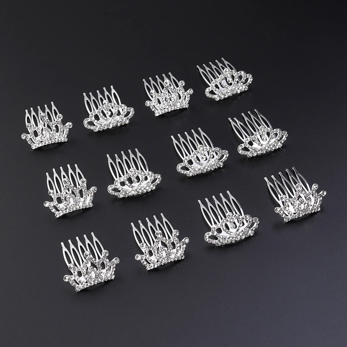 

12pcs Girl Rhinestone Tiara with Comb Tiaras Shiny Hair Accessories for