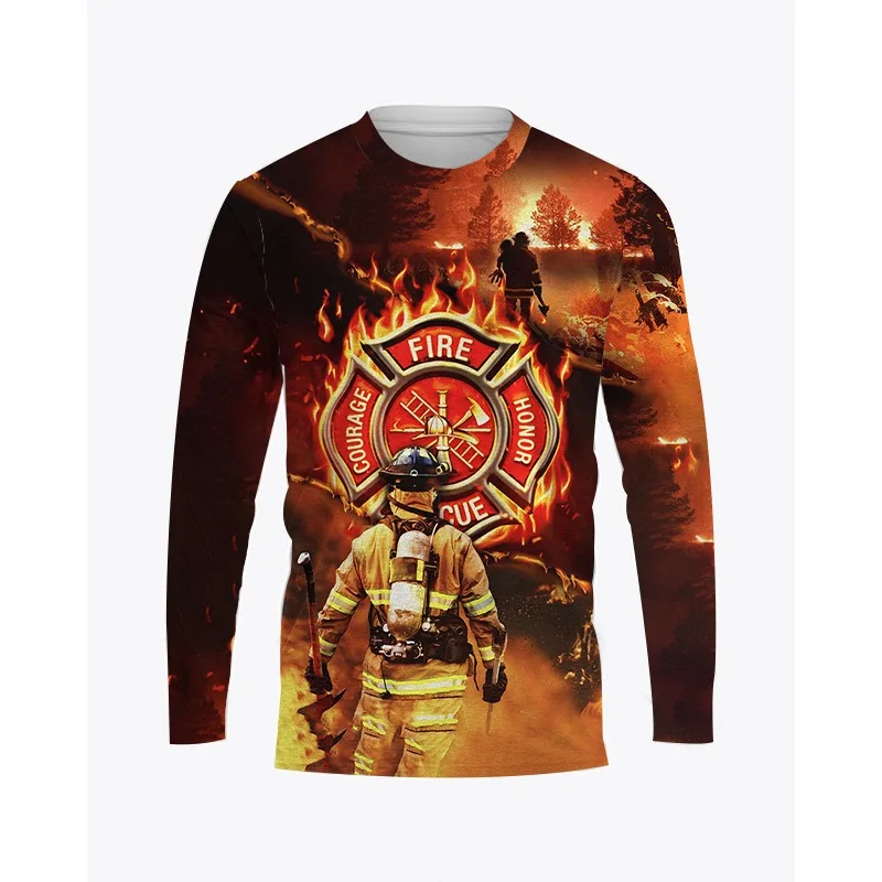 Autumn Mens Long Sleeved Graphic T Shirt Oversized Pullover