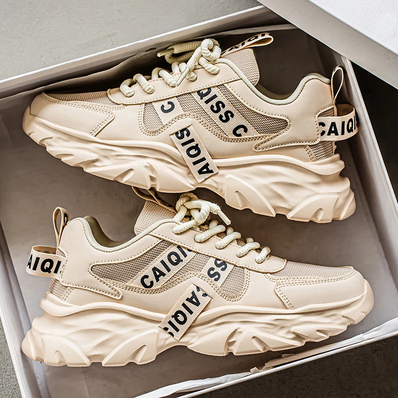 Men's Breathable Sports Walking Shoes, Casual Lace-Up Sneakers, Lightweight Eva Soles for Everyday Use in All Seasons - Outdoor Shoes for Fabric Upper and Eva Insole