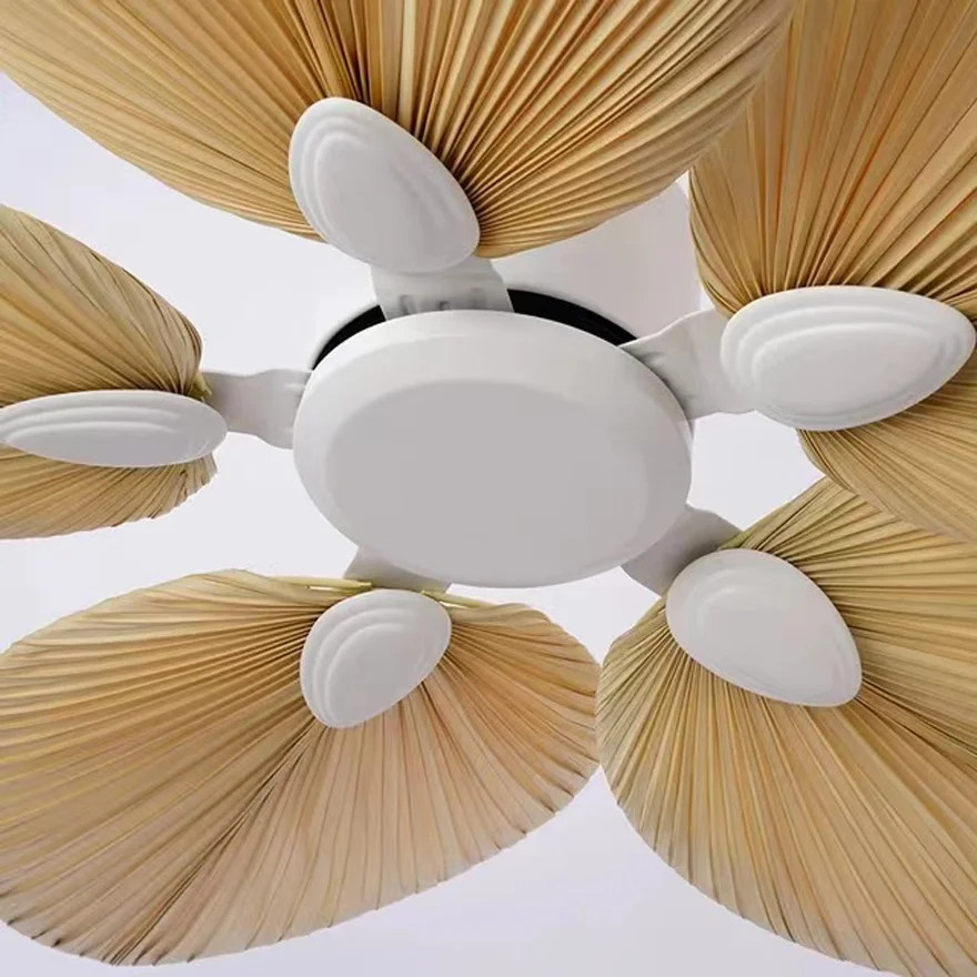 American style retro ceiling fan, high-quality natural banana leaf decorative ceiling fan DC110-220V, natural breeze decorative