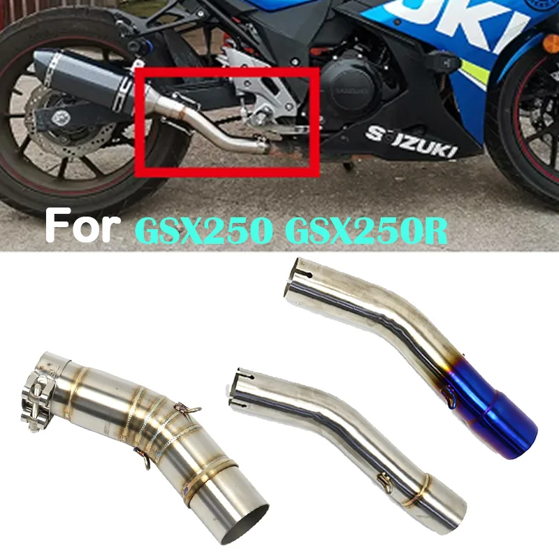 SUZUKIGSX250MotorcycleExhaustPipeStainlessSteelMiddleLinkPipeForSUZUKIGSX250RGSX