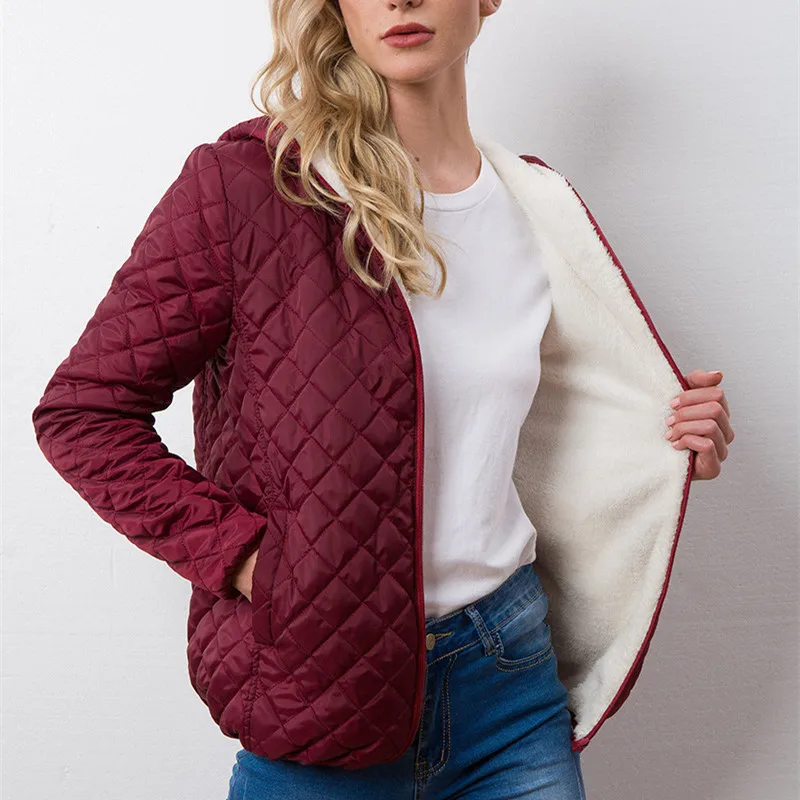 

Women's Hooded Jacket Casual Basic Warm Velvet Lamb Parka Coat Autumn Winter New Solid Light Soft Outerwear Fashion 2023