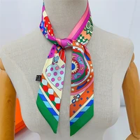 2024 Brand New Design Owl Scarf Women Luxury Silk Scarf Fashion Hair Headband Foulard Skinny Bag Scarves Neckerchief For Ladies - Image 3