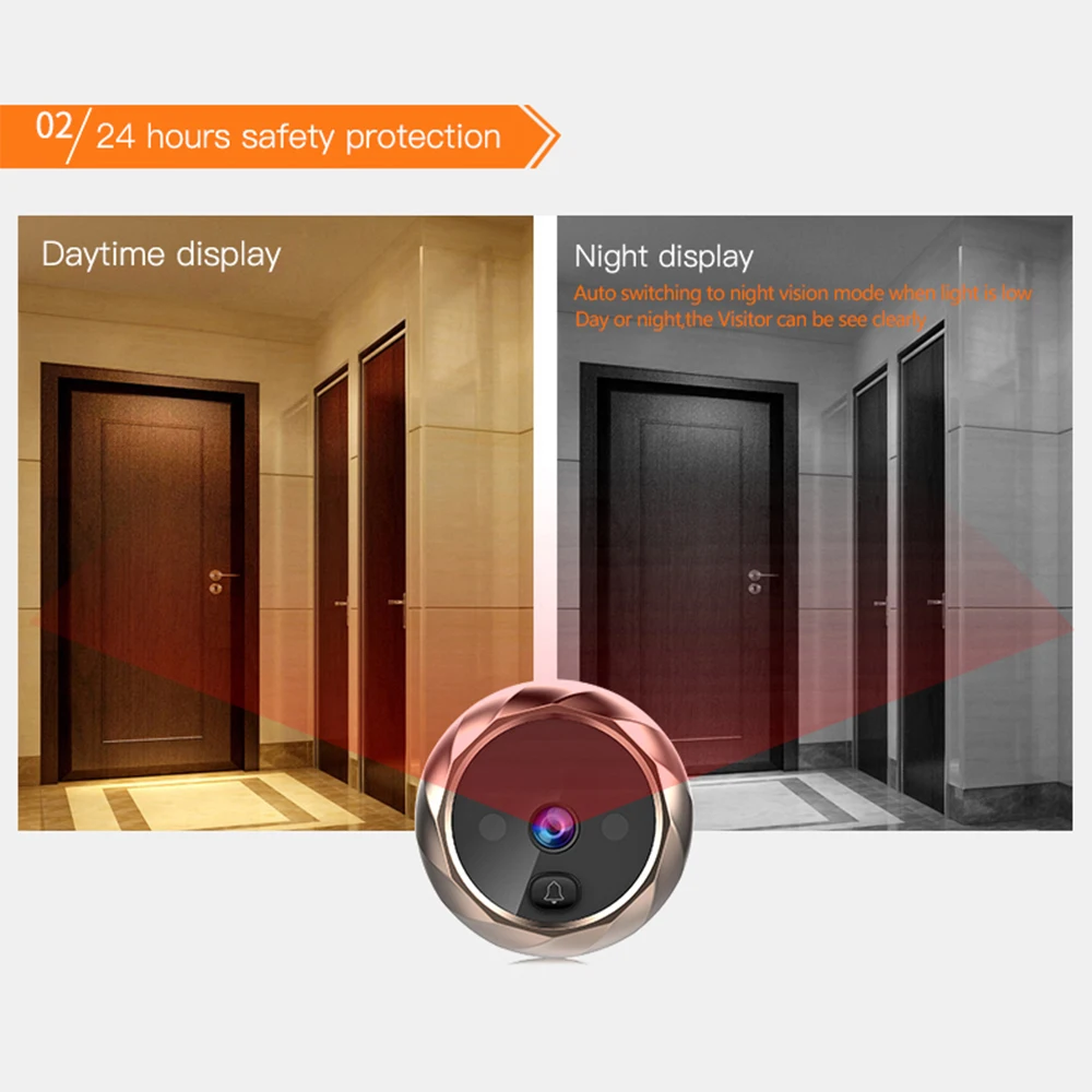 2.8 inch LCD Color Screen Digital Doorbell 90 Degree Door Eye Doorbell Electronic Peephole Door Camera Viewer Outdoor Door Bell