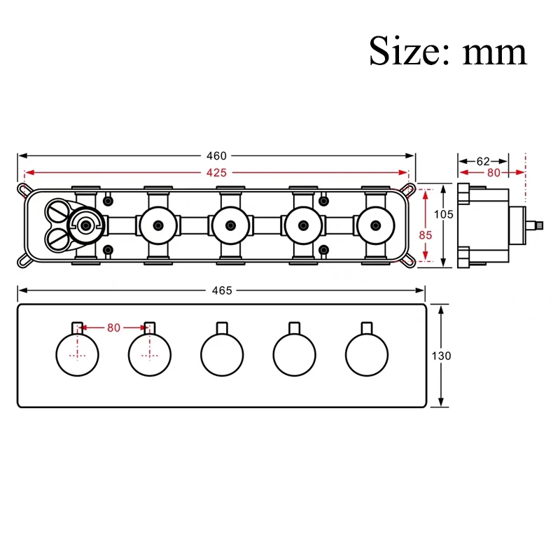 Brass Thermostatic Faucet Mixer Valve Bathroom Shower 3/4 Way Water Outlet Mixing Valve Kitchen Tap Hidden Mixer