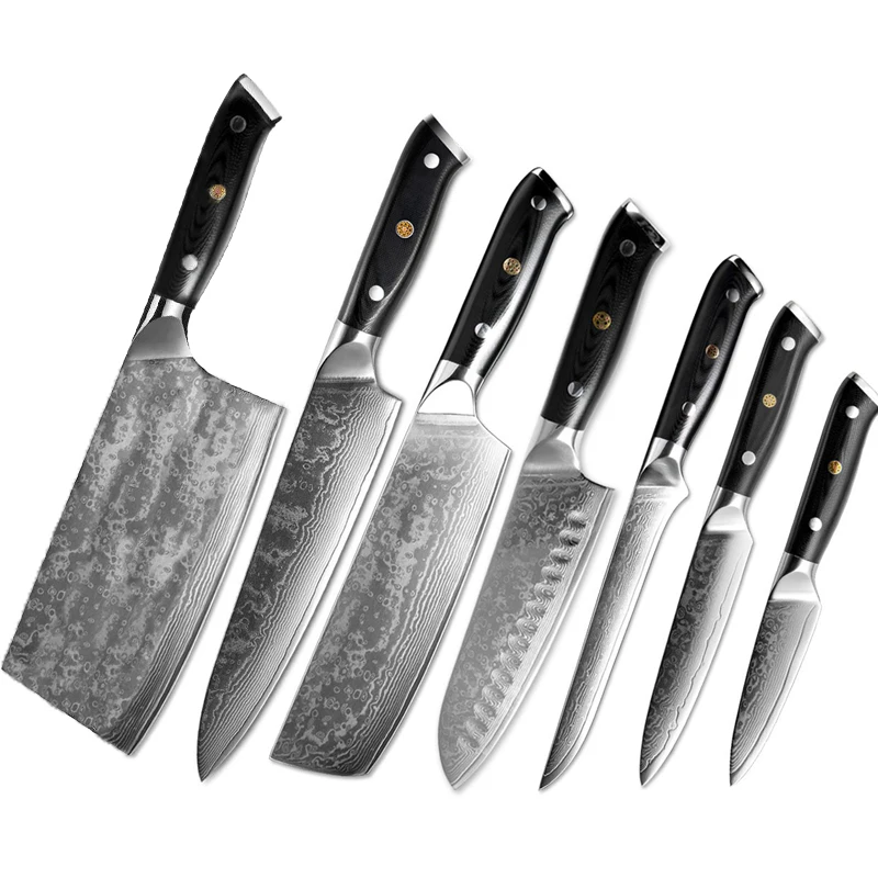 

Chefs Cleaver Knife 67 Layers Damascus Steel Blade Sharp Santoku Paring Slicing Nakiri Boning Utility Kitchen Knives G10 Handle