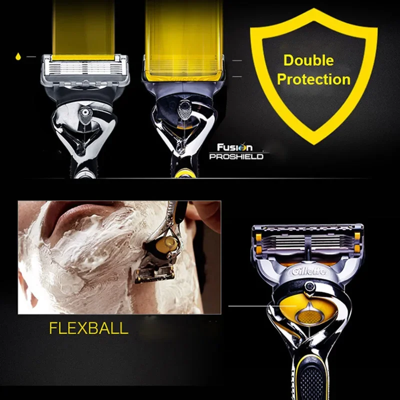 질레트 퓨전 PROSHIELD 면도기, 브랜드 면도기, 세척 가능한 수동 안전 면도기 리필, 남성용 얼굴 관리