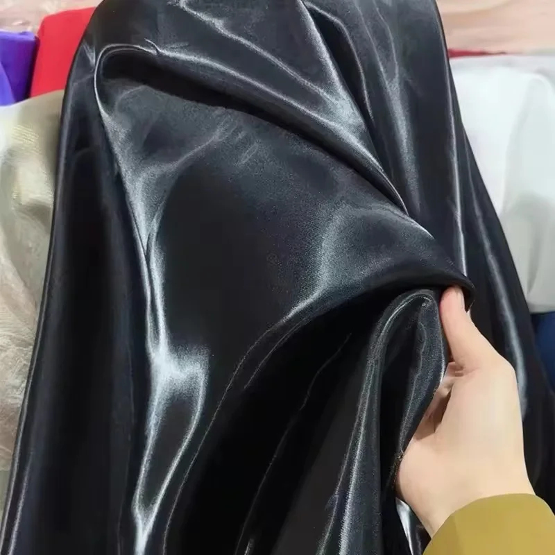 Blue Luxury Glossy Metallic Reflective Satin Fabric for Fashion and Formal Wear