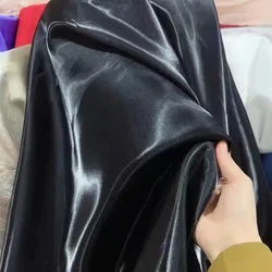 Blue Luxury Glossy Metallic Reflective Satin Fabric for Fashion and Formal Wear (Black)