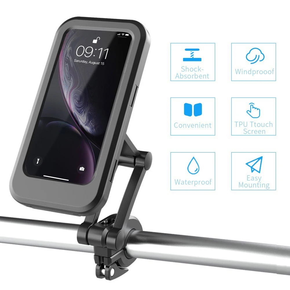 Waterproof Motorcycle Bike Mobile Phone Holder Support Universal Bicycle GPS 360&deg; Swivel Adjustable Motorcycle Cellphone Holder