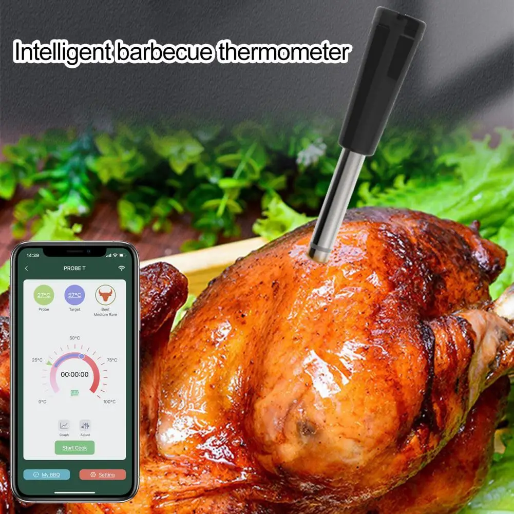 

BBQ Probe Thermometer Bluetooth Wireless Meat Thermometer Food Juice Mobile App with Recipes Food Thermometer for Grilling