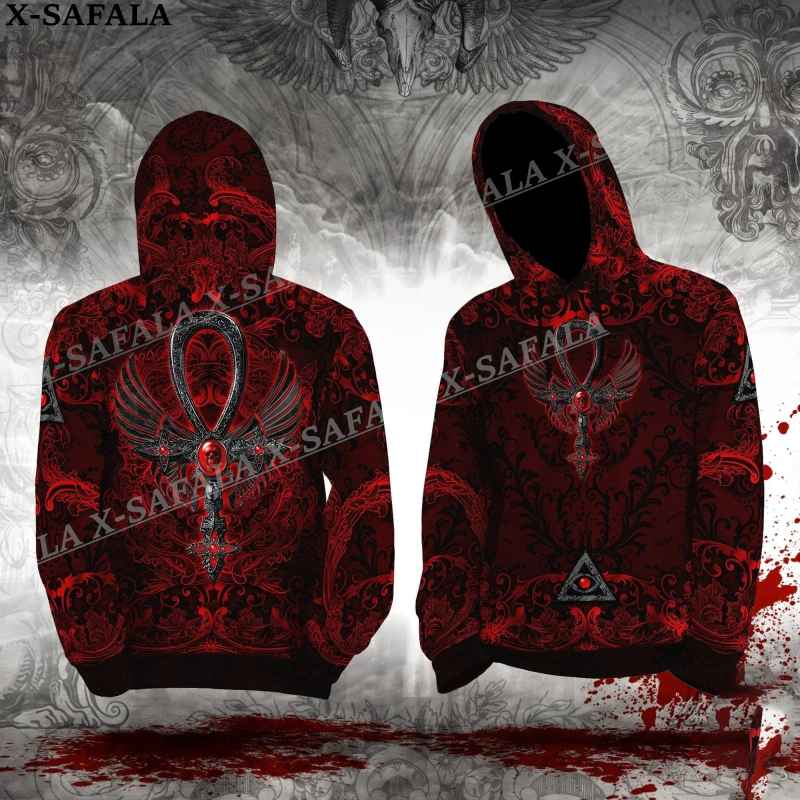 

Gothic Ankh Cross Skull Eyes 3D Print Zipper Hoodie Man Female Pullover Sweatshirt Hooded Jacket Jersey Coat Tracksuits-3