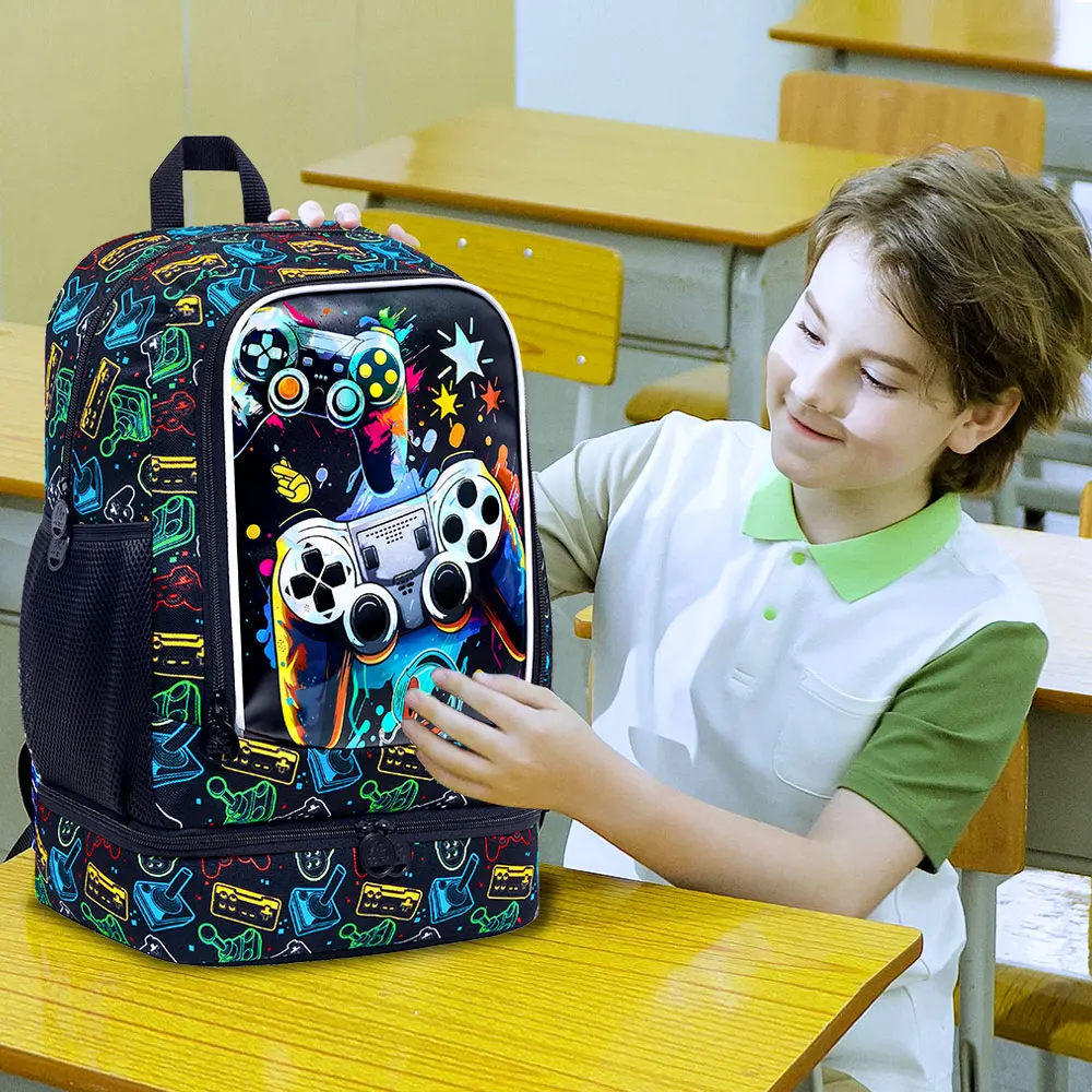 Zaino per Bambini, Set Zaino da Gioco con Scomparto Inferiore per il Pranzo, Borsa Scuola per Elementari, Prescolare e Bambini Piccoli - immagine 5