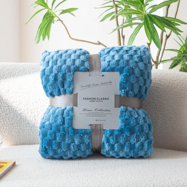 1PC Solid Color Check Four Seasons Blanket, Soft and Comfortable Bed Blanket Sofa Blanket Suitable for Home Travel 11